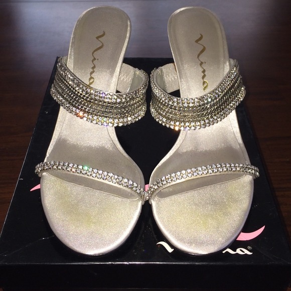 Nina Silver Rhinestone Heels - Picture 2 of 3