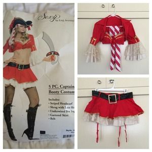 Sexy Red "Captain Booty" Pirate Halloween Costume
