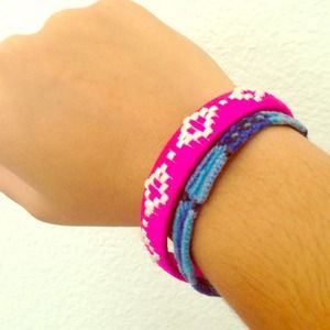 Pink and white Mexican style bracelet