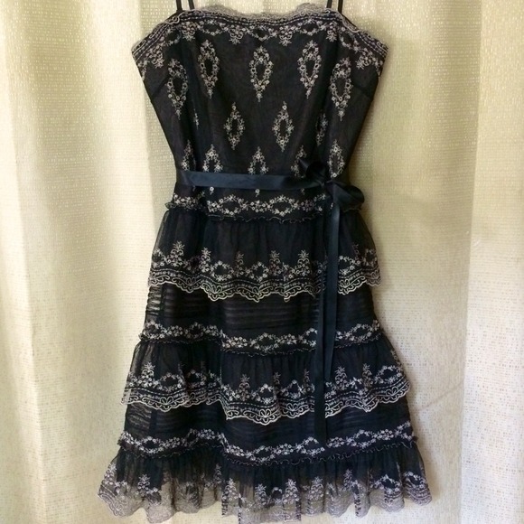 BCBGMAXAZRIA Embroidered Tulle Dress