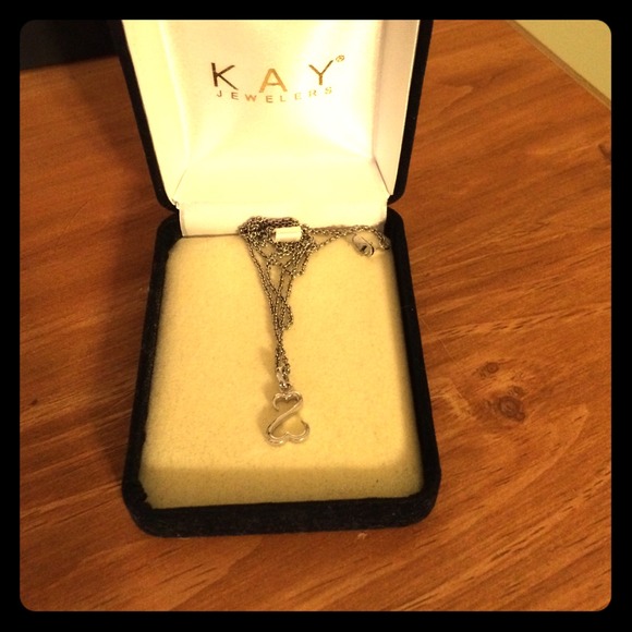 Kay jewelers open heart silver necklace.
