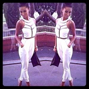 White bodycon jumpsuit