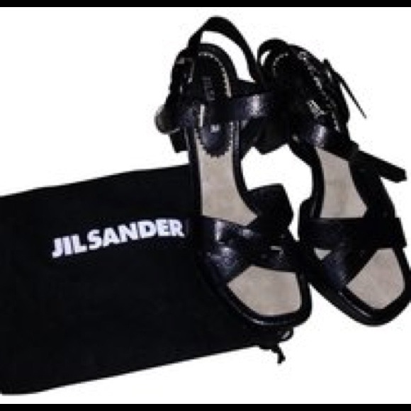 Jil Sander Black Leather Sandals
