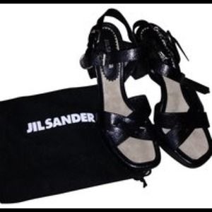 Jil Sander Black Leather Sandals