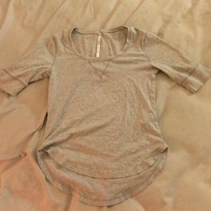 Scoop neckline, grey top