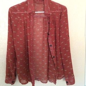 Dog print button up shirt