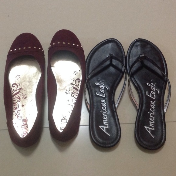 Studded burgundy flat and sandal