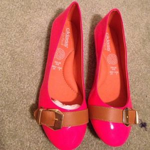 Neon pink flats