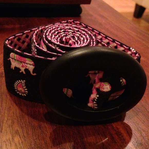 Vera Bradley OS black and pink elephant belt