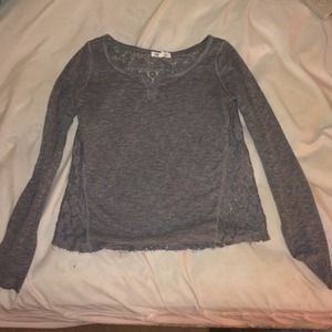 grey long sleeve with lace back
