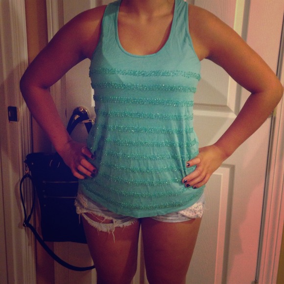 Forever twenty one aqua beaded tank