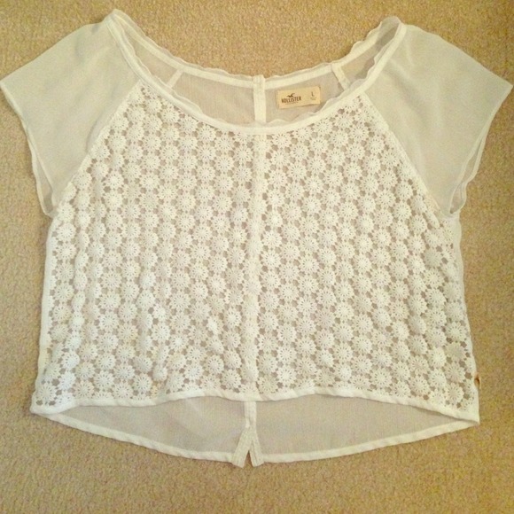 Hollister white flowery top