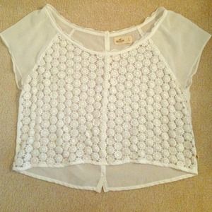 Hollister white flowery top