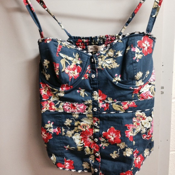 Hollister blue floral bustier corset size medium M