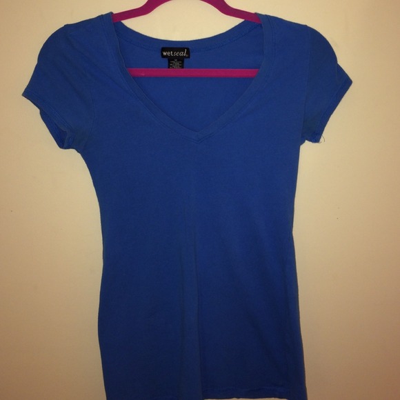 blue, v-neck