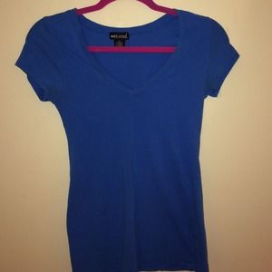 blue, v-neck