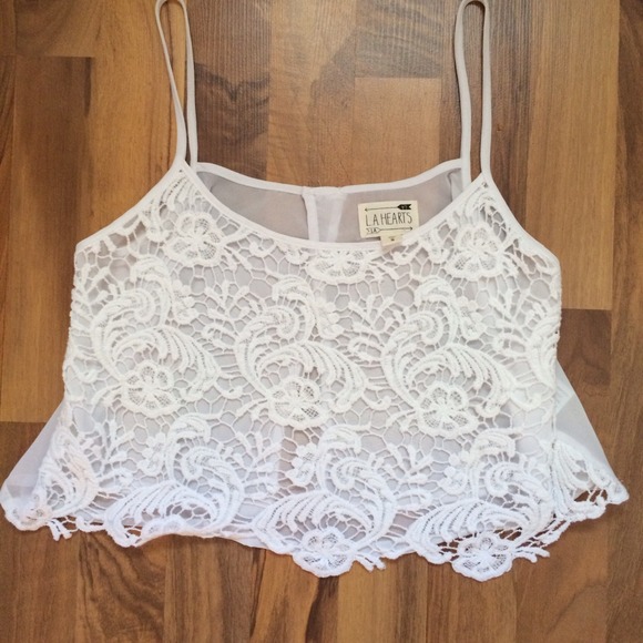 LA hearts floral crochet cropped tank