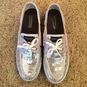Silver sparkly Sperry Top-Siders