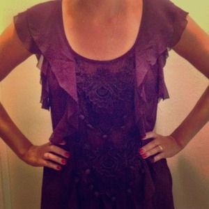 Anthropologie silk blouse w/ appliqué detail