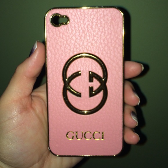 iPhone 4s fashion case pink/gold leather textured