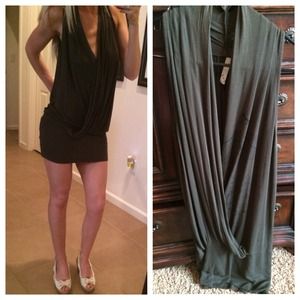 Vegas Open front dark sage club dress. Leaf design