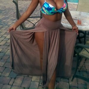 A beautiful tan double split Maxi skirt.