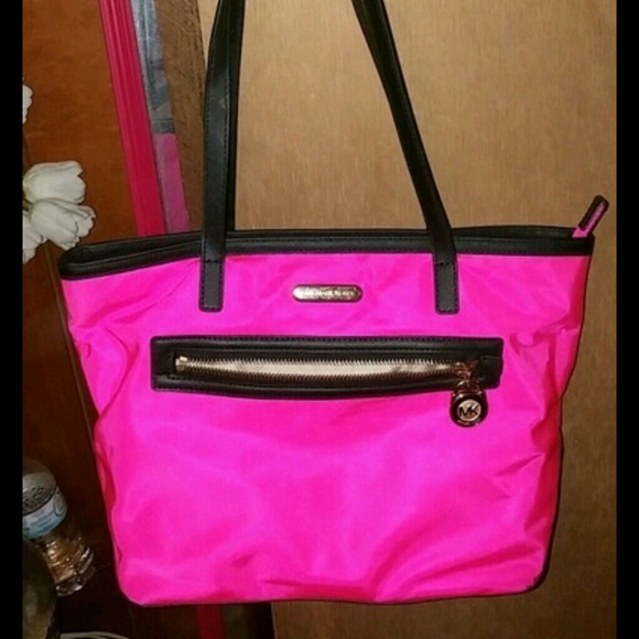 **SOLD** Neon Pink & Black Michael Kors Purse - Picture 1 of 4