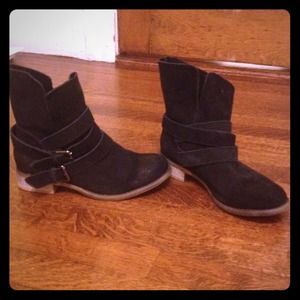 Black Real Suede Slouchy Boots