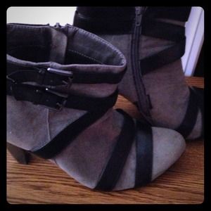 Grey and black booties