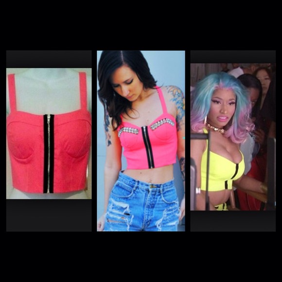 Neon Pink Bandeau Crop - Picture 3 of 3