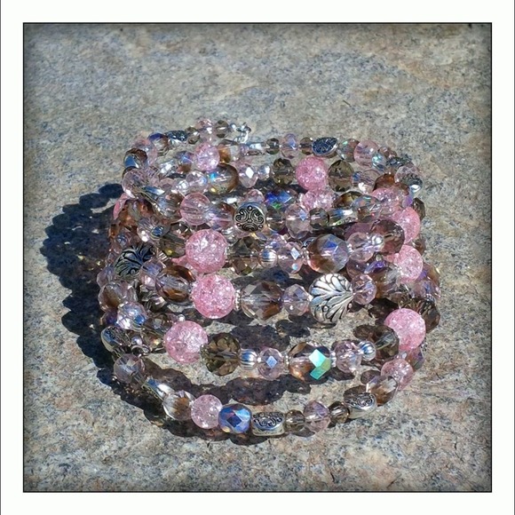 Crystal Pink Wrap bracelet SOLD ON ETSY** - Picture 2 of 4