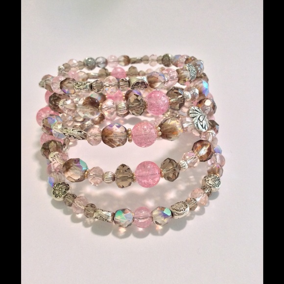 Crystal Pink Wrap bracelet SOLD ON ETSY** - Picture 3 of 4