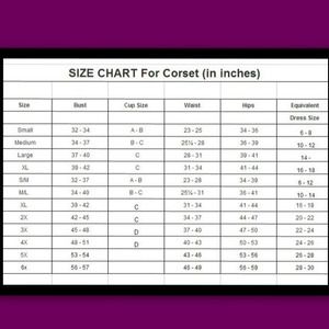 Corset Size Chart