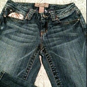 CANDIE'S BOOT CUT JEANS W/DETAIL