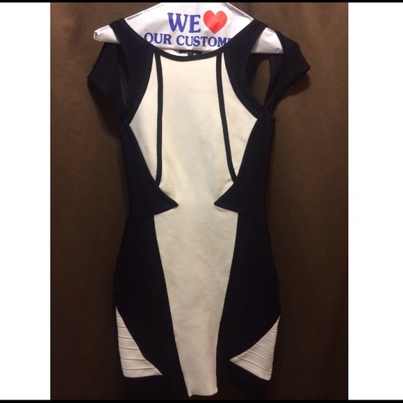 Black & off white body con dress - Picture 2 of 3
