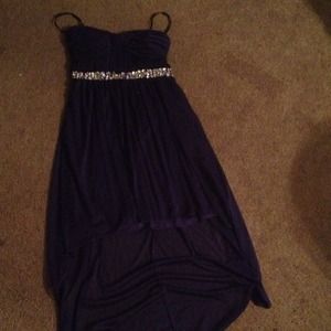 Purple dress with sequin strap low high style