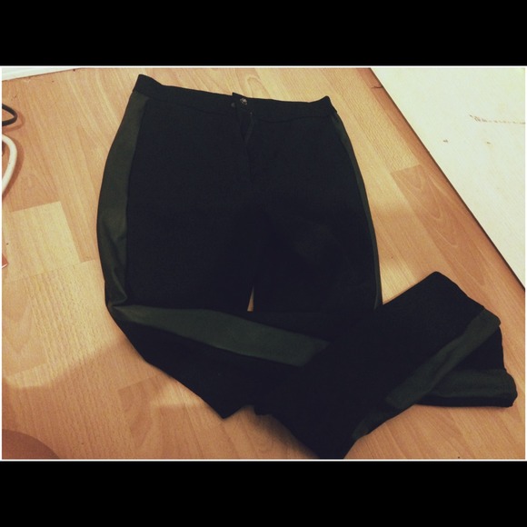 Super High Waist Pants with leather on the side