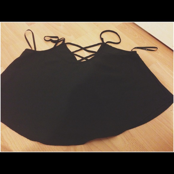 Black Semi-Sheer Top Cross backing