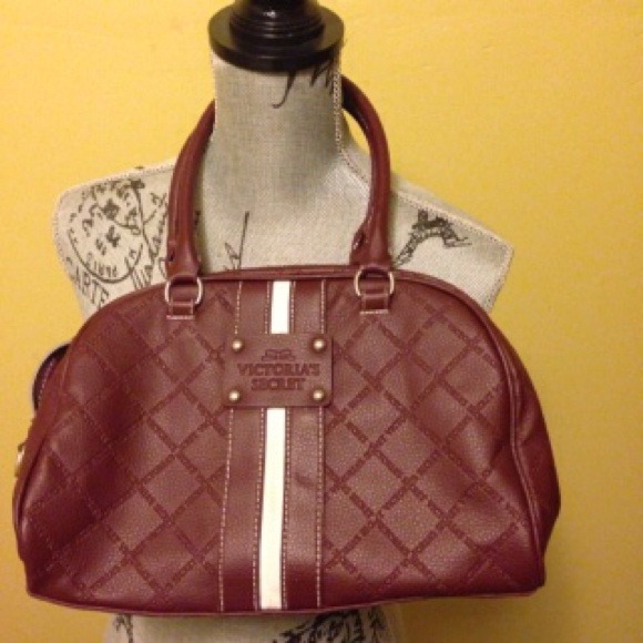 Victoria Secret handbag, burgundy and white.