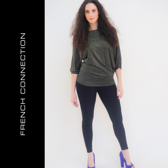 French Connection Tops - FRENCH CONNECTION Gold Sparkle Top S XS