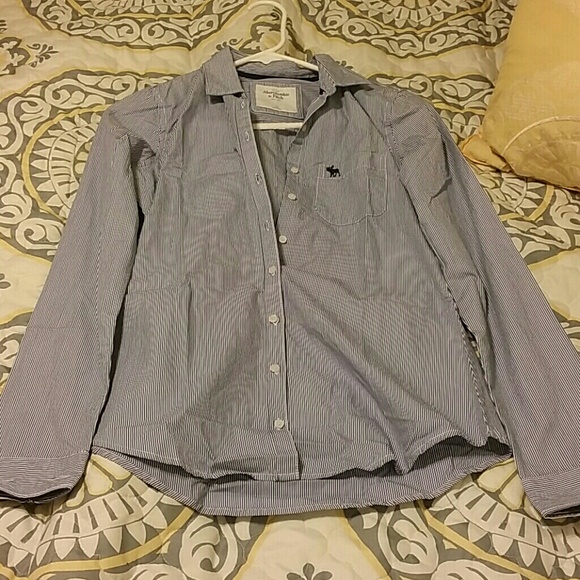 Blue and white button down shirt