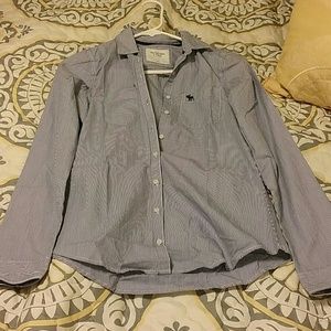 Blue and white button down shirt