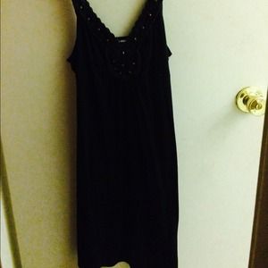 Black dress with brown accent beading