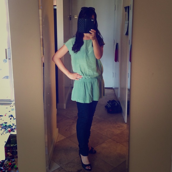 Emerald green silk top