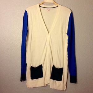 Cream/royal blue/navy cardigan