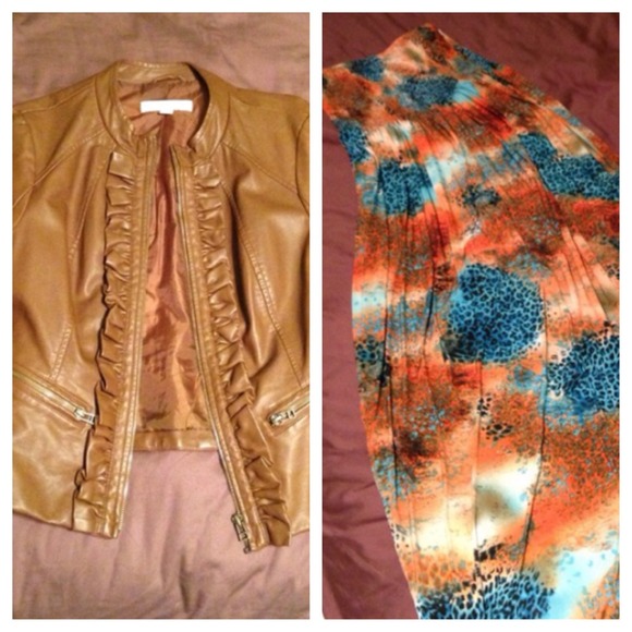 BUNDLE!! Leather jacket and colorful dress ❤️😍