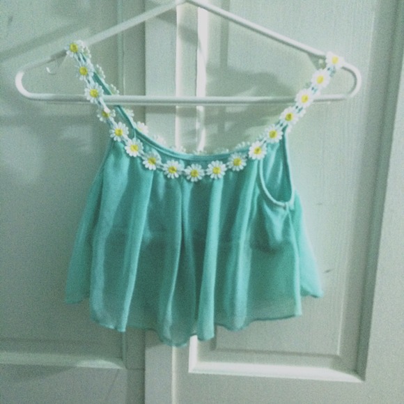 Turquoise Floral Crop Top