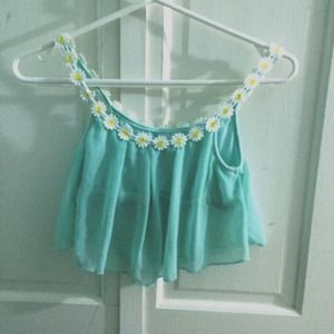 Turquoise Floral Crop Top