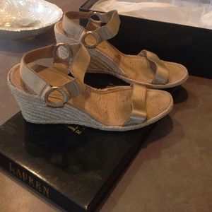 Ralph Lauren size 10 indigo lt clove wedge sandals