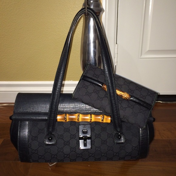 Gucci Vintage Bamboo Barrel bag w/matching Wallet
